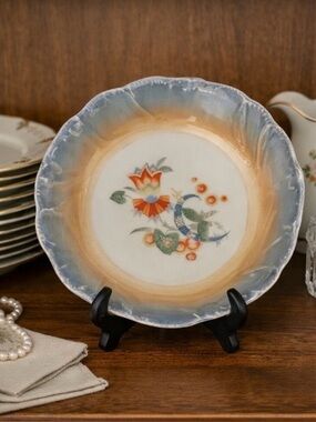 RCW Bavaria Lusterware porcelain Artistic Floral Bowl - Blue and Orange